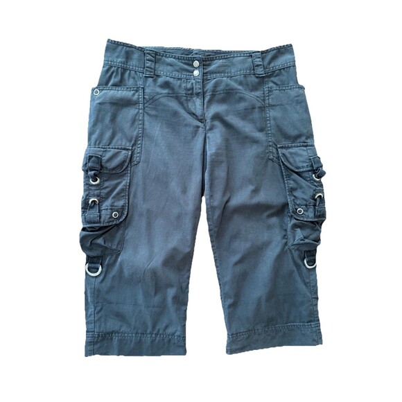 Armani Exchange Women’s Cargo Bermuda Shorts Sz 2 Black Utility Y2K Low Rise - Picture 1 of 10